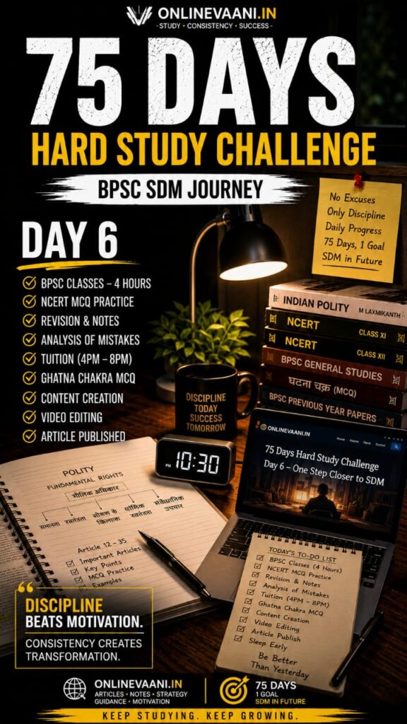 75 Days Hard Study Challenge – Day 6 Complete